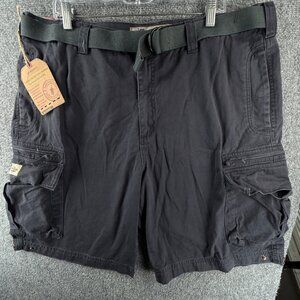 NWT Lee Dungaree Cargo Shorts Navy Blue Belted Pockets Size 38 Cotton Adult Men